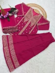 RICH LOOK CHANDERI SILK SEQUENCE CODING EMBROIDERY WORK TOP PALAZZO WITH DUPATTA FESTIVE WEAR WHOLESALE PRICE ETHNIC GARMENT (5)