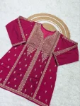 RICH LOOK CHANDERI SILK SEQUENCE CODING EMBROIDERY WORK TOP PALAZZO WITH DUPATTA FESTIVE WEAR WHOLESALE PRICE ETHNIC GARMENT (5)