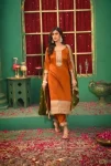 RICH LOOK CHINON EMBROIDERY WITH THREAD & SEQUENCE WORK TOP BOTTON WITH DUPATTA ORANGE