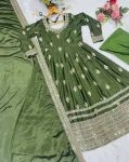 RICH LOOK CHINON SILK CODING EMBROIDERY SEQUENCE WORK GOWN BOTTOM WITH DUPATTA FESTIVE WEAR WHOLESALE PRICE ETHNIC GARMENT (5)
