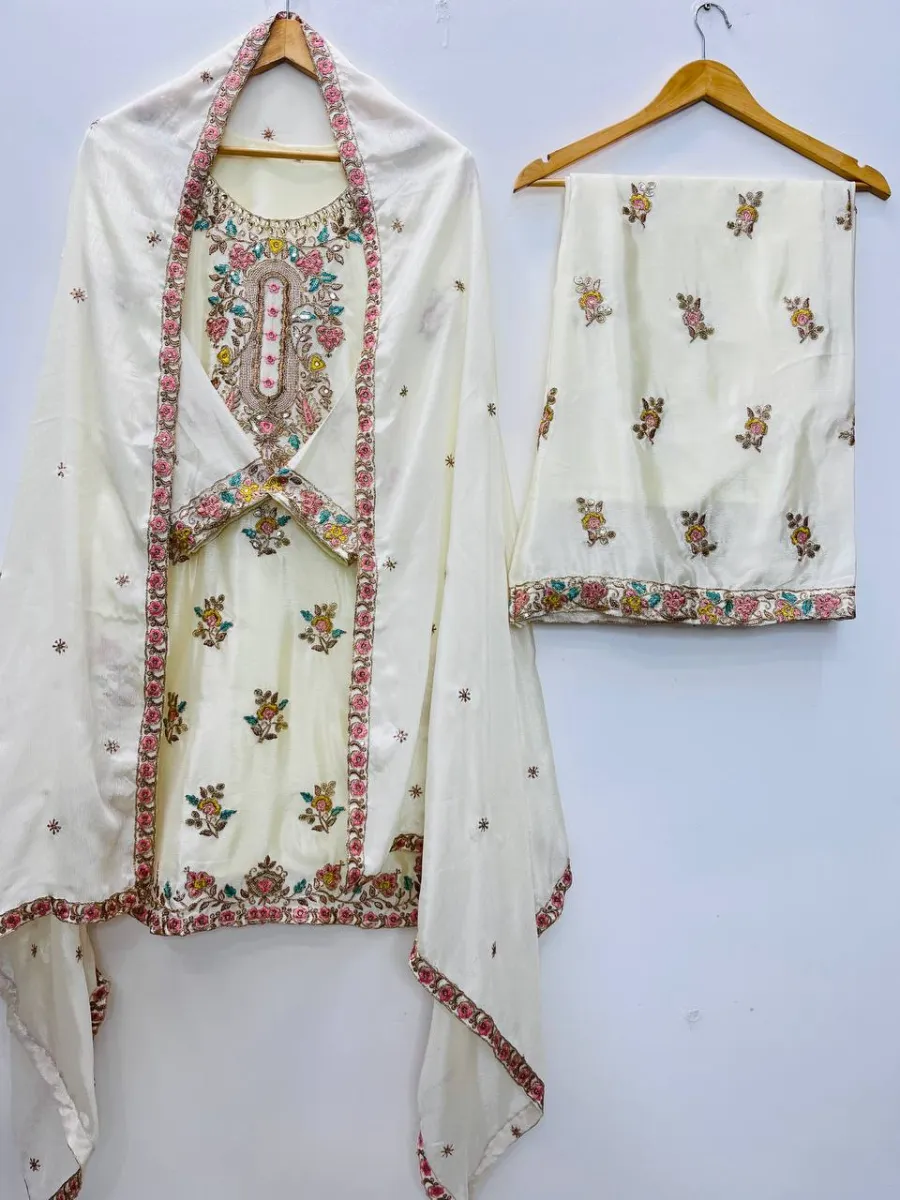 RICH LOOK CHINON SILK EMBROIDERY SEQUENCE WITH FANCY LATKAN WORK TOP PALAZZO WITH DUPATTA FESTIVE WEAR WHOLESALE PRICE ETHNIC GARMENT (1)