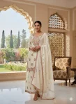 RICH LOOK CHINON SILK EMBROIDERY SEQUENCE WITH FANCY LATKAN WORK TOP PALAZZO WITH DUPATTA OFF WHITE