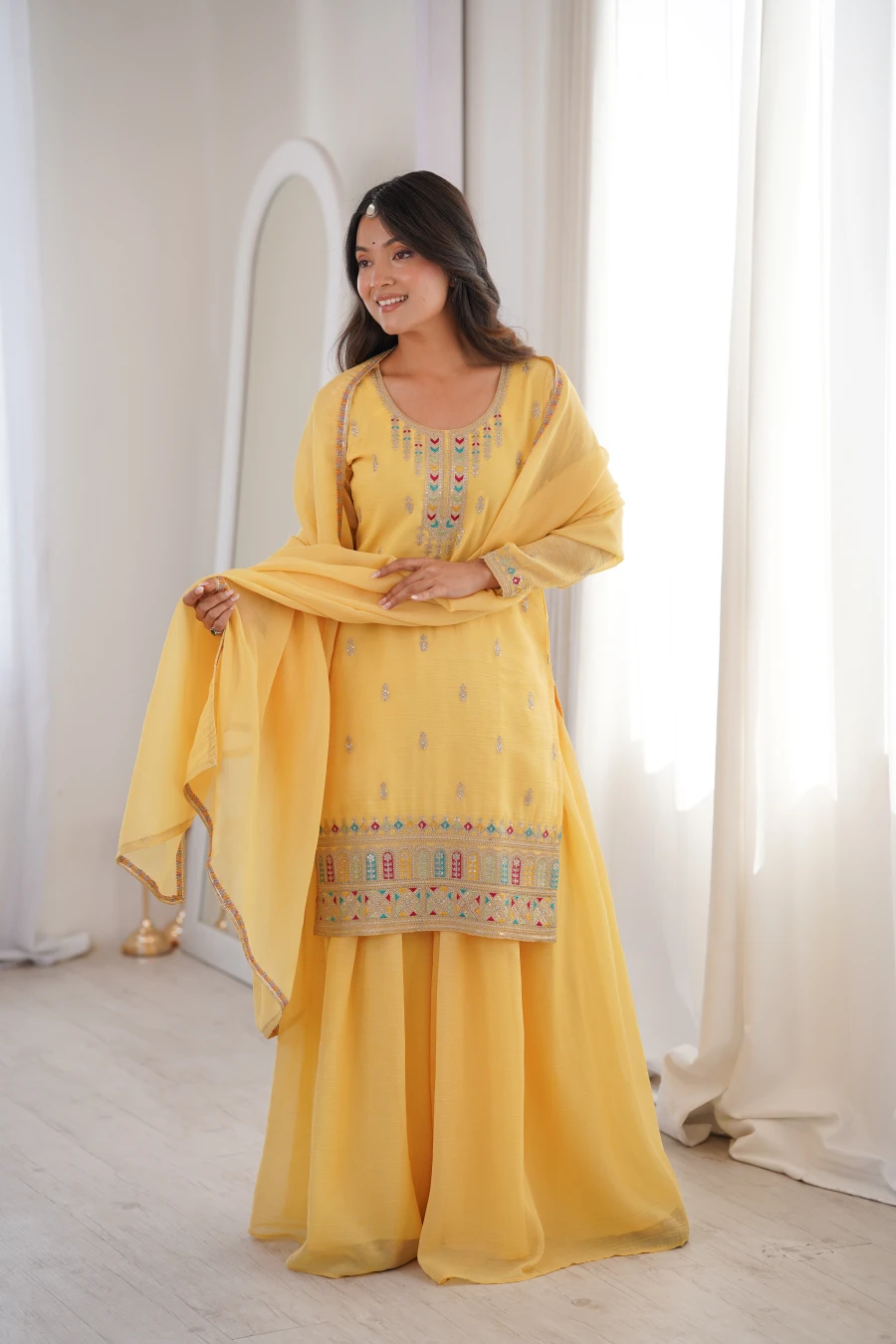 RICH LOOK CRUNCHY SILK EMBROIDERY SEQUENCE,DORI,THREAD AND JARI WORK TOP PALAZZO WITH DUPATTA FESTIVE WEAR WHOLESALE PRICE ETHNIC GARMENT (11)