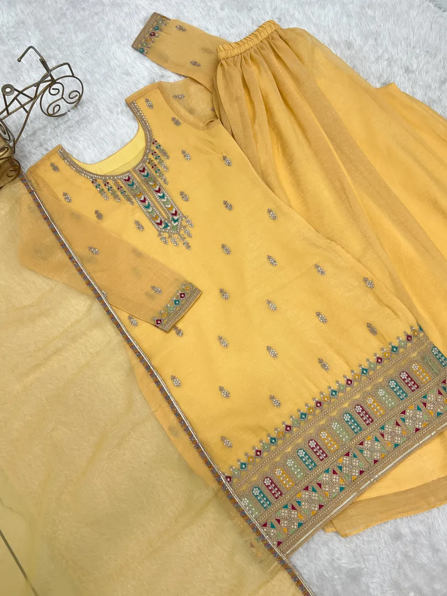 RICH LOOK CRUNCHY SILK EMBROIDERY SEQUENCE,DORI,THREAD AND JARI WORK TOP PALAZZO WITH DUPATTA FESTIVE WEAR WHOLESALE PRICE ETHNIC GARMENT (12)