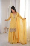RICH LOOK CRUNCHY SILK EMBROIDERY SEQUENCE,DORI,THREAD AND JARI WORK TOP PALAZZO WITH DUPATTA FESTIVE WEAR WHOLESALE PRICE ETHNIC GARMENT (8)