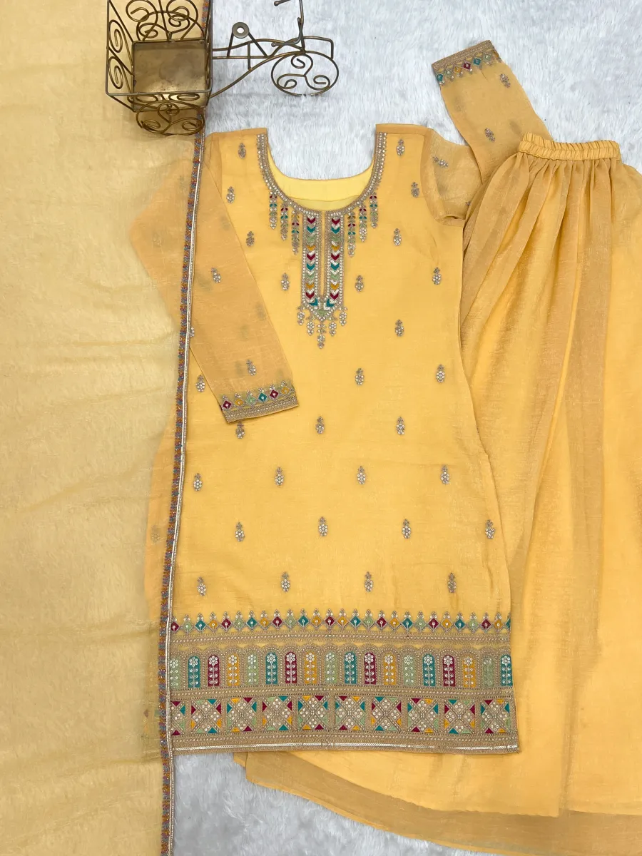 RICH LOOK CRUNCHY SILK EMBROIDERY SEQUENCE,DORI,THREAD AND JARI WORK TOP PALAZZO WITH DUPATTA FESTIVE WEAR WHOLESALE PRICE ETHNIC GARMENT (9)