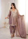 RICH LOOK FENDY REAL MIRROR WITH CODING  EMBROIDERY LACE WORK TOP BOTTOM WITH DUPATTA PURPLE