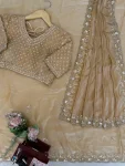 RICH LOOK FENDY SILK BEADS WITH THREAD & SEQUENCE WORK SAREE WITH UNSTITCEHED BLOUSE PARTY WEAR WHOLESALE PRICE ETHNIC GARMENT (2)