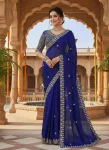 RICH LOOK FENDY SILK BEADS WITH THREAD & SEQUENCE WORK SAREE WITH UNSTITCEHED BLOUSE BLUE