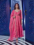 RICH LOOK FENDY SILK EMBROIDERY  SEQUENCE WORK GOWN BOTTOM WITH DUPATTA BABY PINK