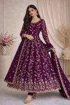 RICH LOOK FENDY SILK EMBROIDERY THREAD & SEQUENCE WORK GOWN BOTTOM WITH DUPATTA WINE