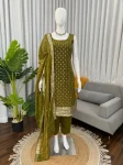 RICH LOOK FENDY SILK THREAD & SEQUENCE WORK TOP BOTTOM WITH DUPATTA MEHNDI