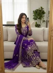 RICH LOOK GEORGETTE EMBROIDERY 5 MM SEQUENCES WORK TOP PALAZZO WITH DUPATTA WEDDING WEAR WHOLESALE PRICE ETHNIC GARMENT (5)