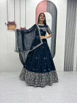 RICH LOOK GEORGETTE EMBROIDERY SEQUENCE WORK LEHENGA CHOLI WITH DUPATTA FESTIVE WEAR WHOLESALE PRICE ETHNIC GARMENT (17)