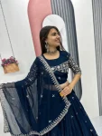 RICH LOOK GEORGETTE EMBROIDERY SEQUENCE WORK LEHENGA CHOLI WITH DUPATTA FESTIVE WEAR WHOLESALE PRICE ETHNIC GARMENT (17)