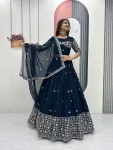 RICH LOOK GEORGETTE EMBROIDERY SEQUENCE WORK LEHENGA CHOLI WITH DUPATTA FESTIVE WEAR WHOLESALE PRICE ETHNIC GARMENT (17)