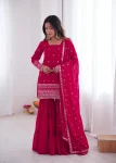 RICH LOOK GEORGETTE EMBROIDERY SEQUENCE WORK TOP SHARARA WITH DUPATTA WEDDING WEAR WHOLESALE PRICE ETHNIC GARMENT (1)