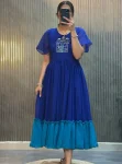 RICH LOOK GEORGETTE HAND WORK ONE PIECE DRESS BLUE