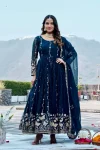 RICH LOOK GEORGETTE SEQUENCE EMBROIDERY WORK GOWN WITH DUPATTA WEDDING WEAR WHOLESALE PRICE ETHNIC GARMENT (12)