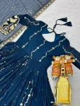 RICH LOOK GEORGETTE SEQUENCE EMBROIDERY WORK GOWN WITH DUPATTA WEDDING WEAR WHOLESALE PRICE ETHNIC GARMENT (12)