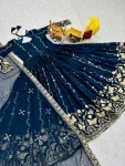 RICH LOOK GEORGETTE SEQUENCE EMBROIDERY WORK GOWN WITH DUPATTA WEDDING WEAR WHOLESALE PRICE ETHNIC GARMENT (12)