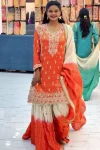 RICH LOOK GMY SILK EMBROIDERY SEQUENCE WORK TOP SHARARA WITH DUPATTA ORANGE