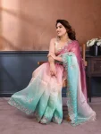 RICH LOOK GOLD CRUSH SILK PADDING WITH EMBROIDERY WORK SAREE WITH UNSTITCHED BLOUSE RAMA