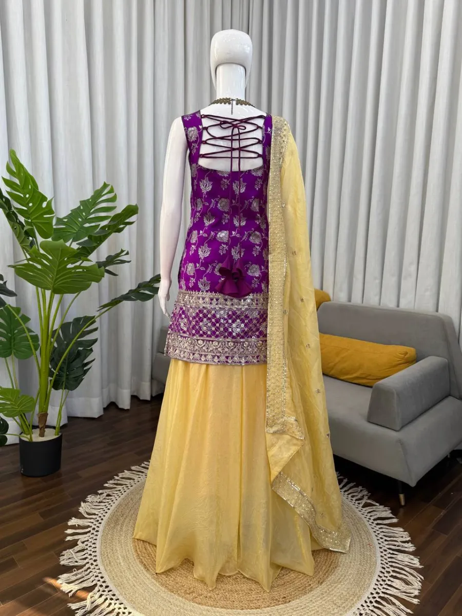 RICH LOOK JACQUARD THREAD WITH SEQUENCE WORK TOP PALAZZO WITH DUPATTA FESTIVE WEAR WHOLESALE PRICE ETHNIC GARMENT (10)