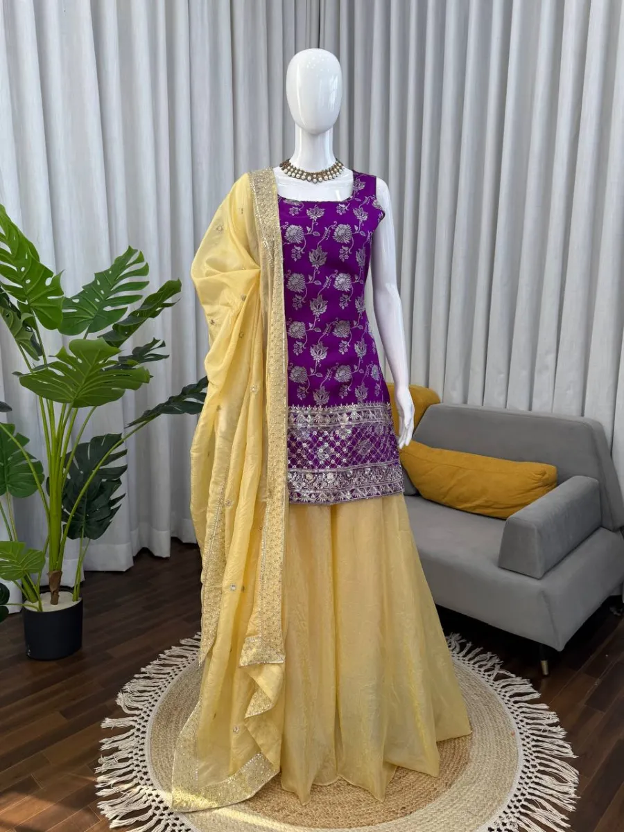 RICH LOOK JACQUARD THREAD WITH SEQUENCE WORK TOP PALAZZO WITH DUPATTA FESTIVE WEAR WHOLESALE PRICE ETHNIC GARMENT (6)