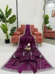 RICH LOOK JMC SILK THREAD & SEQUENCE EMBROIDERY WITH PIPING WORK SAREE WITH UNSTITCHED BLOUSE PARTY WEAR WHOLESALE PRICE ETHNIC GARMENT (4)