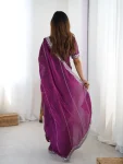RICH LOOK JMC SILK THREAD & SEQUENCE EMBROIDERY WITH PIPING WORK SAREE WITH UNSTITCHED BLOUSE PARTY WEAR WHOLESALE PRICE ETHNIC GARMENT (4)