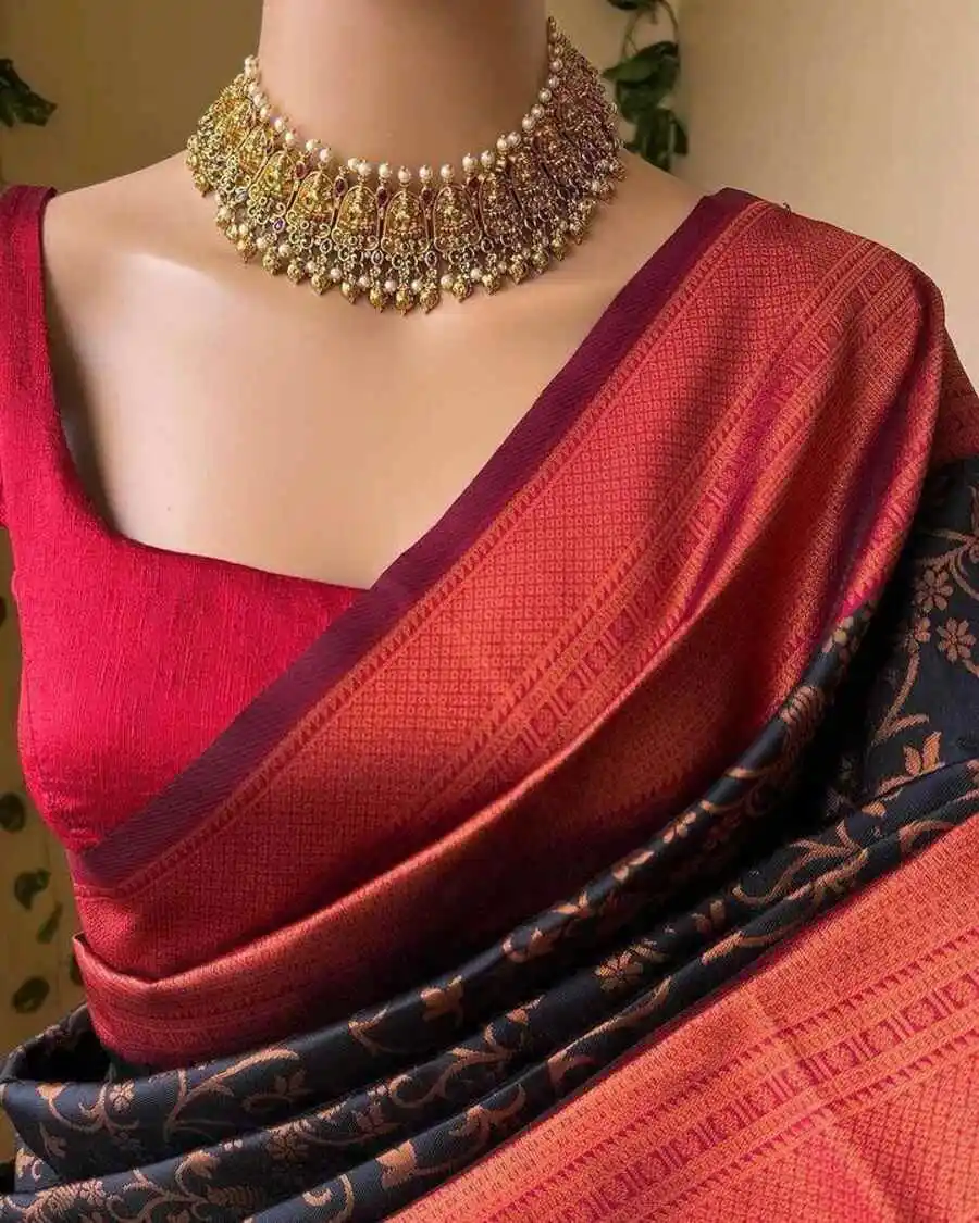 RICH-LOOK-LICHI-SILK-WEAVING-WORK-SAREE-WITH-UNSTITCHED-BLOUSE-FESTIVE-WEAR-WHOLESALE-PRICE-ETHNIC-GARMENT-8.webp