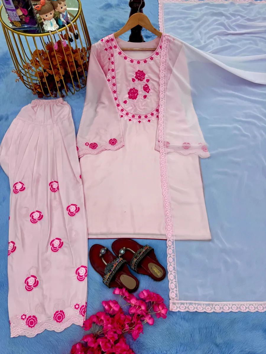 RICH LOOK NATURAL CREPE EMBROIDERY WORK TOP PATIYALA WITH DUPATTA FESTIVE WEAR WHOLESALE PRICE ETHNIC GARMENT (10)