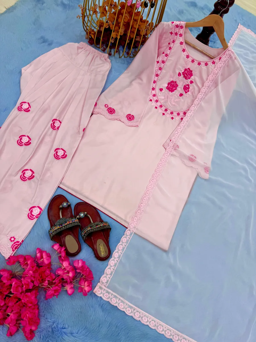 RICH LOOK NATURAL CREPE EMBROIDERY WORK TOP PATIYALA WITH DUPATTA FESTIVE WEAR WHOLESALE PRICE ETHNIC GARMENT (12)