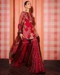 RICH LOOK ORGANZA SEQUENCE EMBROIDERY AND REAL MIRROR WORK TOP SHARARA WITH DUPATTA MAROON