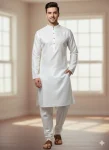 RICH LOOK SILK PLAIN MEN'S KURTA PAYJAMA WHITE