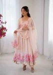 RICH LOOK TABBY ORGANZA SILK DIGITAL PRINT WITH HAND WORK GOWN BOTTOM WITH DUPATTA CREAM