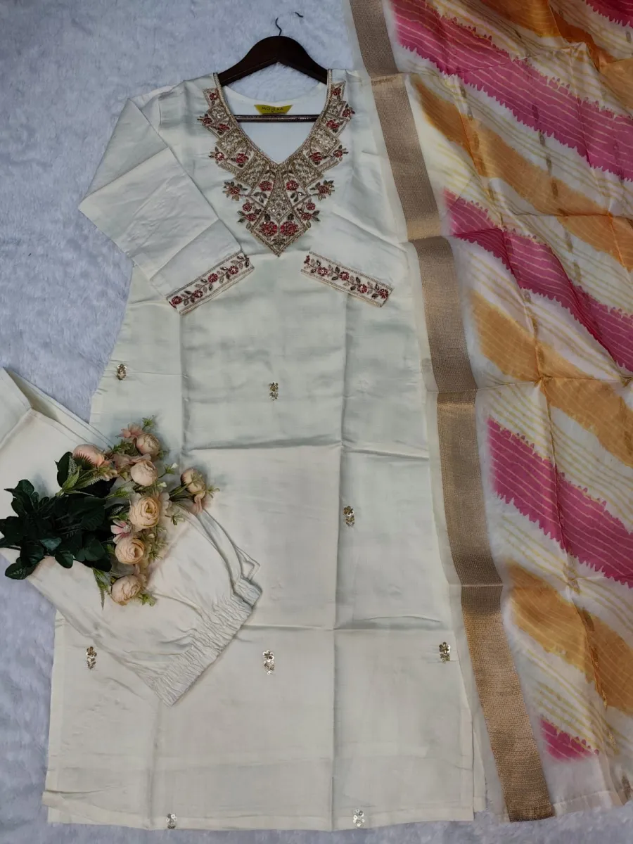 RICH LOOK VATICAN SILK EMBROIDERY WORK TOP BOTTOM WITH DUPATTA FESTIVE WEAR WHOLESALE PRICE ETHNICGARMENT (10)