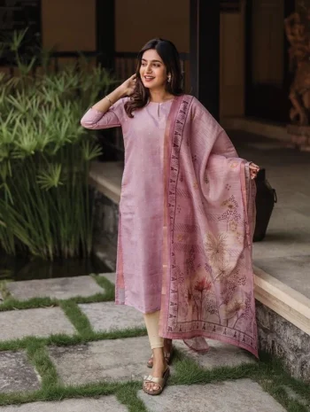 TRADITIONAL JACQUARD SILK BUTTI WORK TOP AND DUPATTA SET BABY PINK