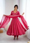 TRENDING CRUNCHY SILK EMBROIDERY SEQUENCE WORK GOWN BOTTOM WITH DUPATTA WEDDING WEAR WHOLESALE PRICE ETHNIC GARMENT (4)