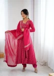 TRENDING CRUNCHY SILK EMBROIDERY SEQUENCE WORK GOWN BOTTOM WITH DUPATTA WEDDING WEAR WHOLESALE PRICE ETHNIC GARMENT (4)