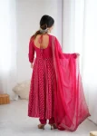 TRENDING CRUNCHY SILK EMBROIDERY SEQUENCE WORK GOWN BOTTOM WITH DUPATTA WEDDING WEAR WHOLESALE PRICE ETHNIC GARMENT (4)