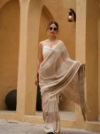 TRENDING LINEN COTTON DIGITAL PRINTED WORK SAREE WITH UNSTITCHED BLOUSE DAILY WEAR WHOLESALE PRICE ETHNIC GARMENT (5)