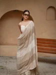 TRENDING LINEN COTTON DIGITAL PRINTED WORK SAREE WITH UNSTITCHED BLOUSE DAILY WEAR WHOLESALE PRICE ETHNIC GARMENT (5)