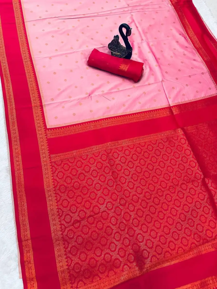 10NEW ARRIVAL TWO TONE SILK ZARI MOTIFS WITH WOVEN CONTRAST ZARI PALLU AND BORDER WORK SAREE WITH UNSTITCHED BLOUSE FESTIVE WEAR WHOLESALE PRICE ETHNIC GARMMENT (20)