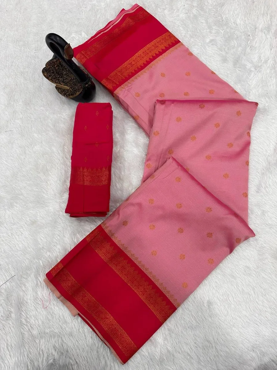 10NEW ARRIVAL TWO TONE SILK ZARI MOTIFS WITH WOVEN CONTRAST ZARI PALLU AND BORDER WORK SAREE WITH UNSTITCHED BLOUSE FESTIVE WEAR WHOLESALE PRICE ETHNIC GARMMENT (21)
