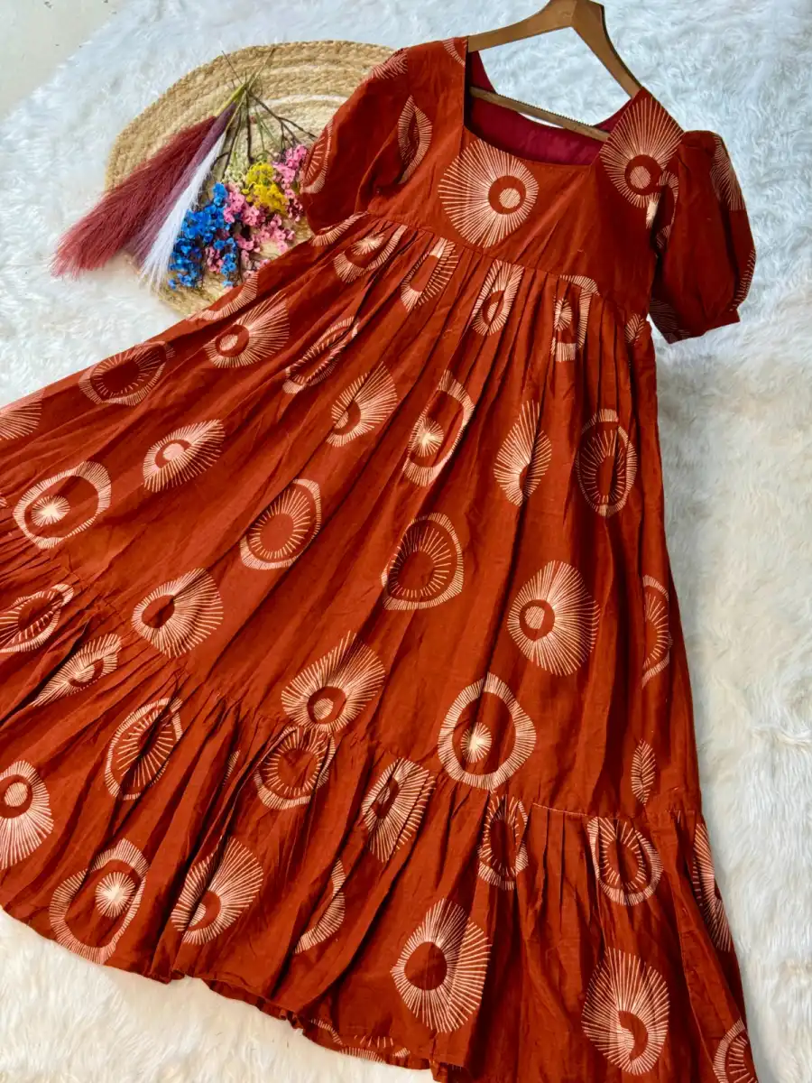 11FANCY COTTON PRINTED WORK ONE PIECE DRESS CASUAL WEAR WHOLESALE PRICE ETHNIC GARMENT (14)
