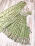 12DESIGNER FENDY SILK MULTI THREAD EMBROIDERY WORK LEHENGA CHOLI WITH DUPATTA WEDDING WEAR WHOLESALE PRICE ETHNIC GARMENT (5)