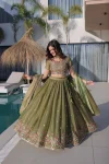 12DESIGNER FENDY SILK MULTI THREAD EMBROIDERY WORK LEHENGA CHOLI WITH DUPATTA WEDDING WEAR WHOLESALE PRICE ETHNIC GARMENT (5)