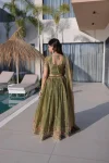 12DESIGNER FENDY SILK MULTI THREAD EMBROIDERY WORK LEHENGA CHOLI WITH DUPATTA WEDDING WEAR WHOLESALE PRICE ETHNIC GARMENT (5)
